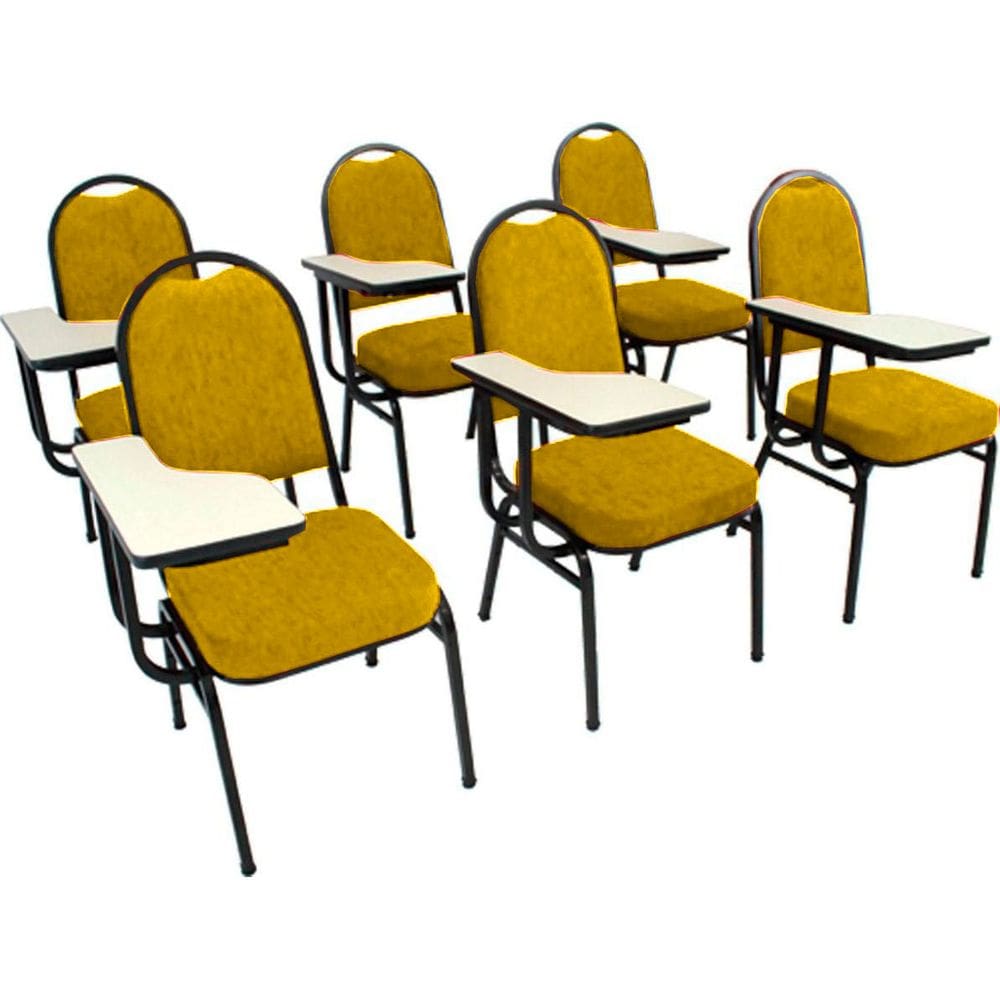 Kit com 6 Cadeiras para Auditórios Linha Hotel Amarelo