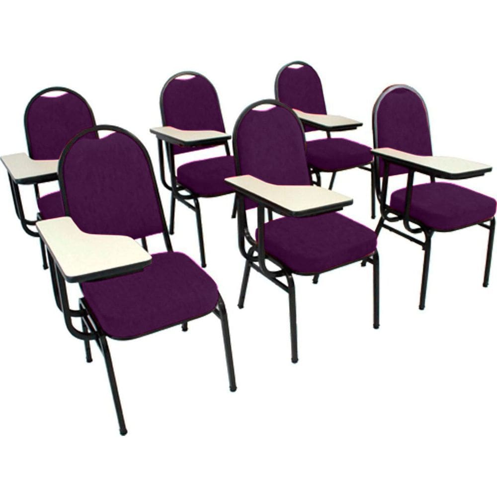 Kit com 6 Cadeiras para Auditórios Linha Hotel Roxo