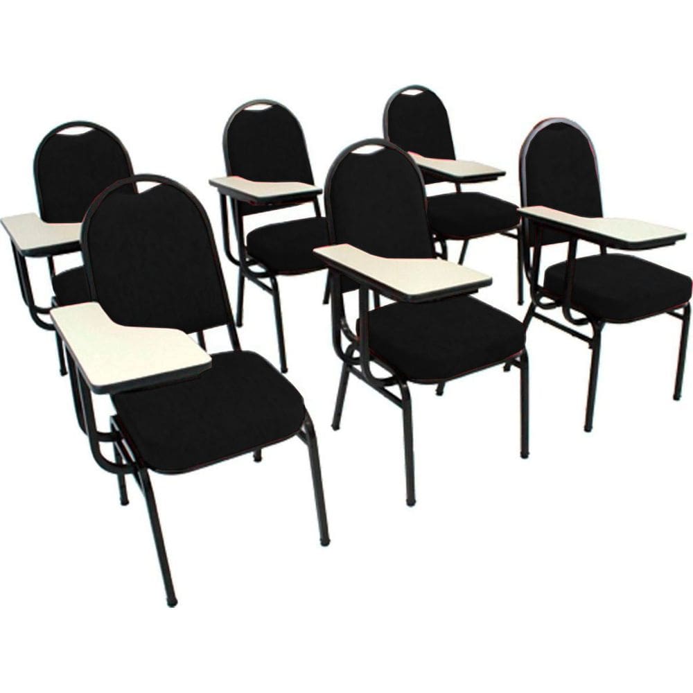 Kit com 6 Cadeiras para Auditórios Linha Hotel Preto