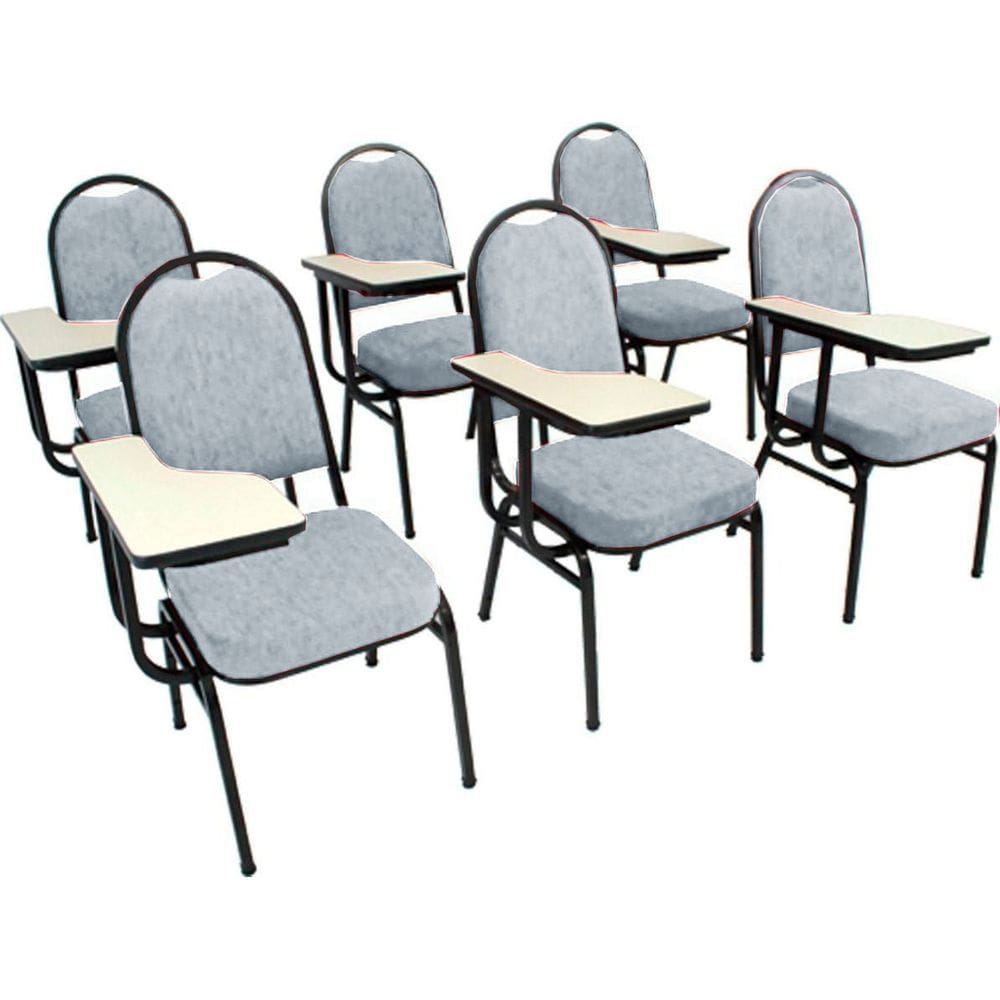 Kit com 6 Cadeiras para Auditórios Linha Hotel Cinza