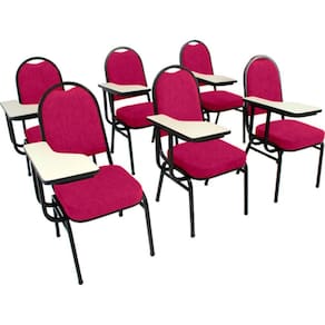 Kit com 6 Cadeiras para Auditórios Linha Hotel Rosa