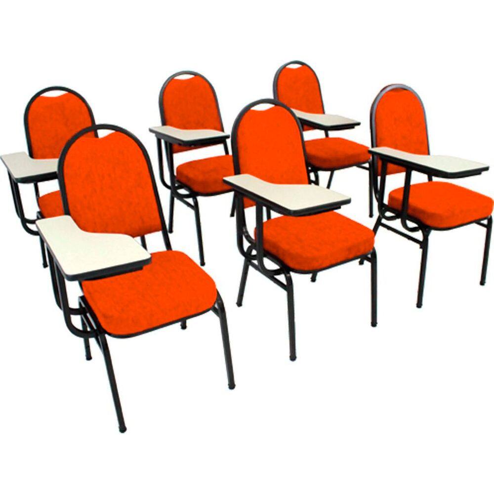 Kit com 6 Cadeiras para Auditórios Linha Hotel Laranja