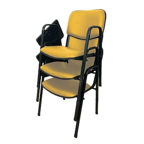 03 Cadeiras Universitárias Linha Hotel Auditório Amarelo