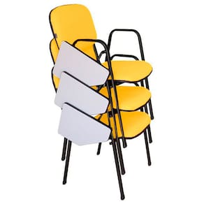 03 Cadeiras Universitárias Linha Hotel Auditório Amarelo
