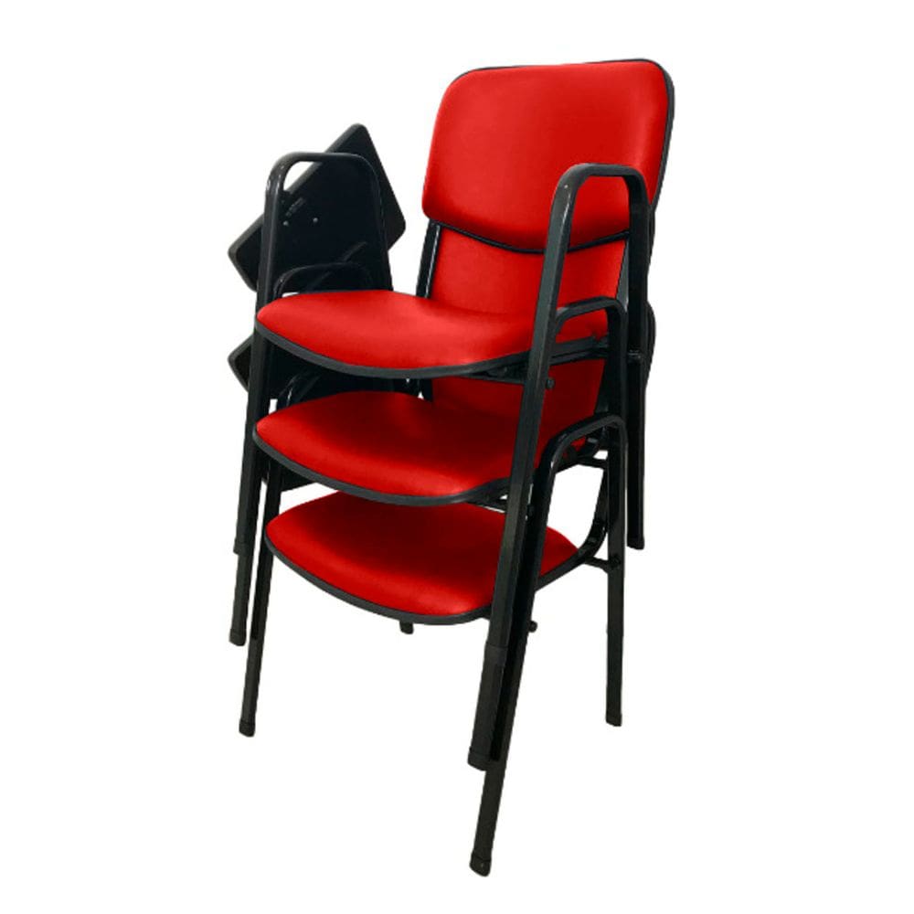 03 Cadeiras Universitárias Linha Hotel Auditório Vermelho
