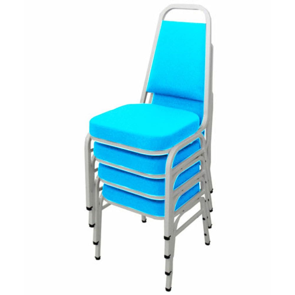 Kit com 4 Cadeiras Empilháveis Linha Hotel Plus Azul