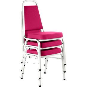 Kit com 3 Cadeiras Empilháveis Linha Hotel Plus Rosa