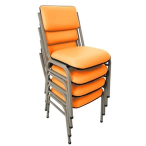 Kit com 4 Cadeiras para Auditórios Linha Hotel Smart Laranja