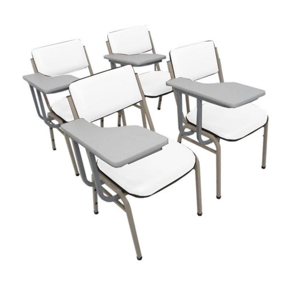 Kit com 4 Cadeiras para Auditórios Linha Hotel Smart Branco