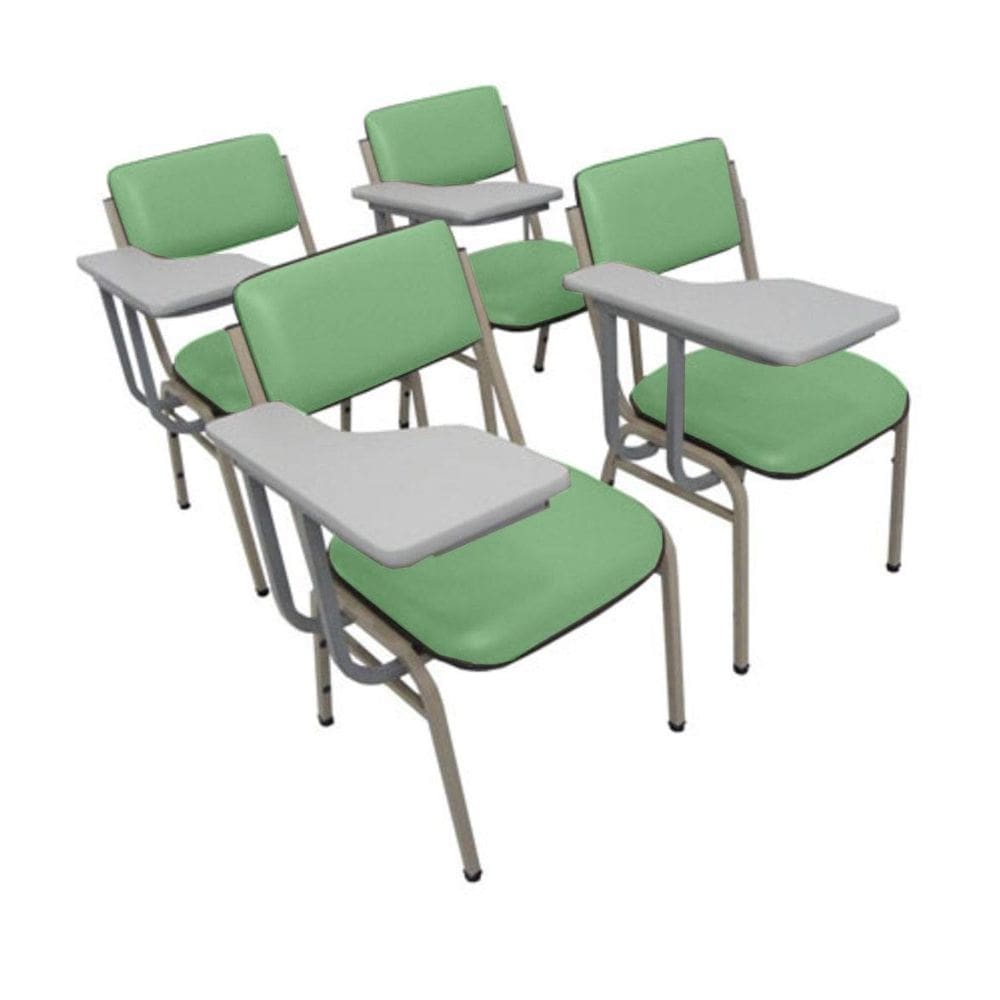 Kit com 4 Cadeiras para Auditórios Linha Hotel Smart Verde