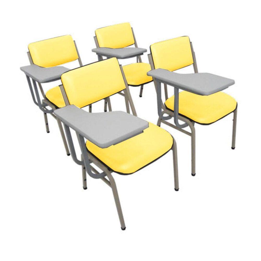 Kit com 4 Cadeiras para Auditórios Linha Hotel Smart Amarelo