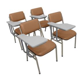 Kit com 4 Cadeiras para Auditórios Linha Hotel Smart Marrom