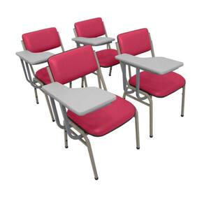Kit com 4 Cadeiras para Auditórios Linha Hotel Smart Rosa