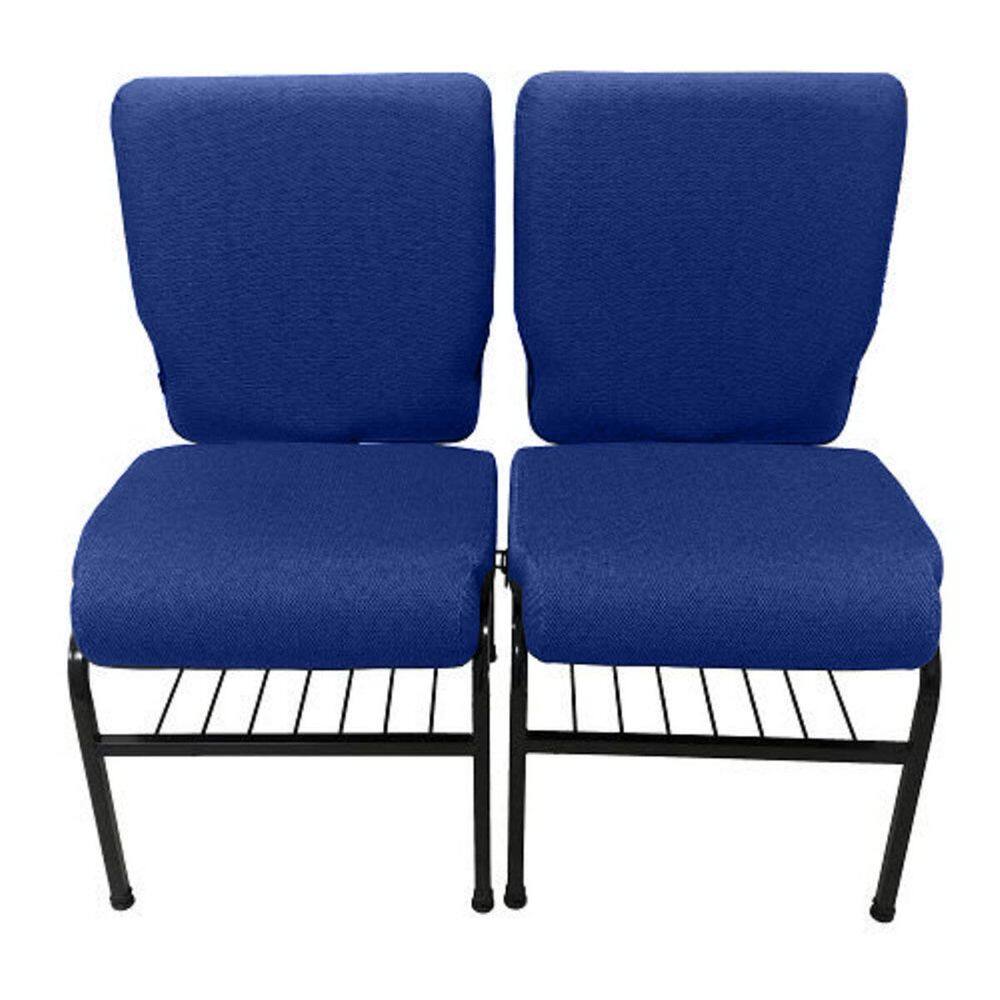 02 Cadeiras para Igrejas c/ Porta Biblía e Porta Cálice Azul