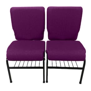 02 Cadeiras para Igrejas c/ Porta Biblía e Porta Cálice Roxo