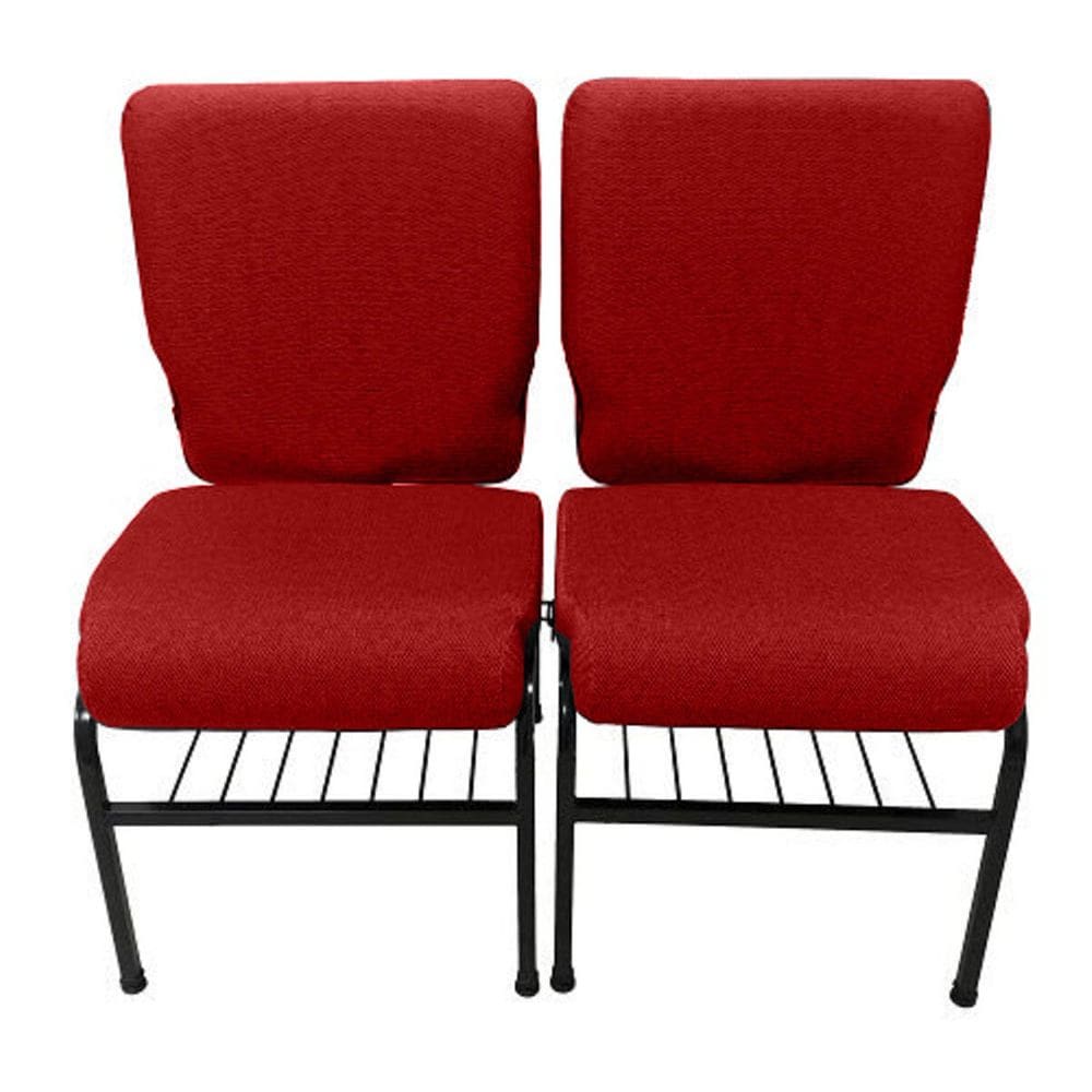 02 Cadeiras para Igrejas c/ Porta Biblía e Porta Cálice Vermelho