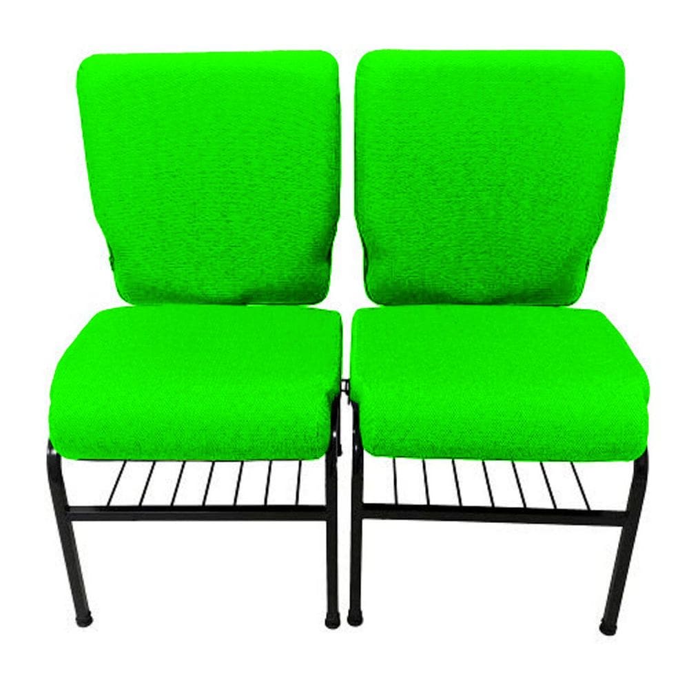 02 Cadeiras para Igrejas c/ Porta Biblía e Porta Cálice Verde