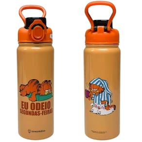 Garrafa Garfield Térmica 12 Horas Quente Gelada Grande 650ml Com Alça Trava Segurança Oficial Nickelodeon