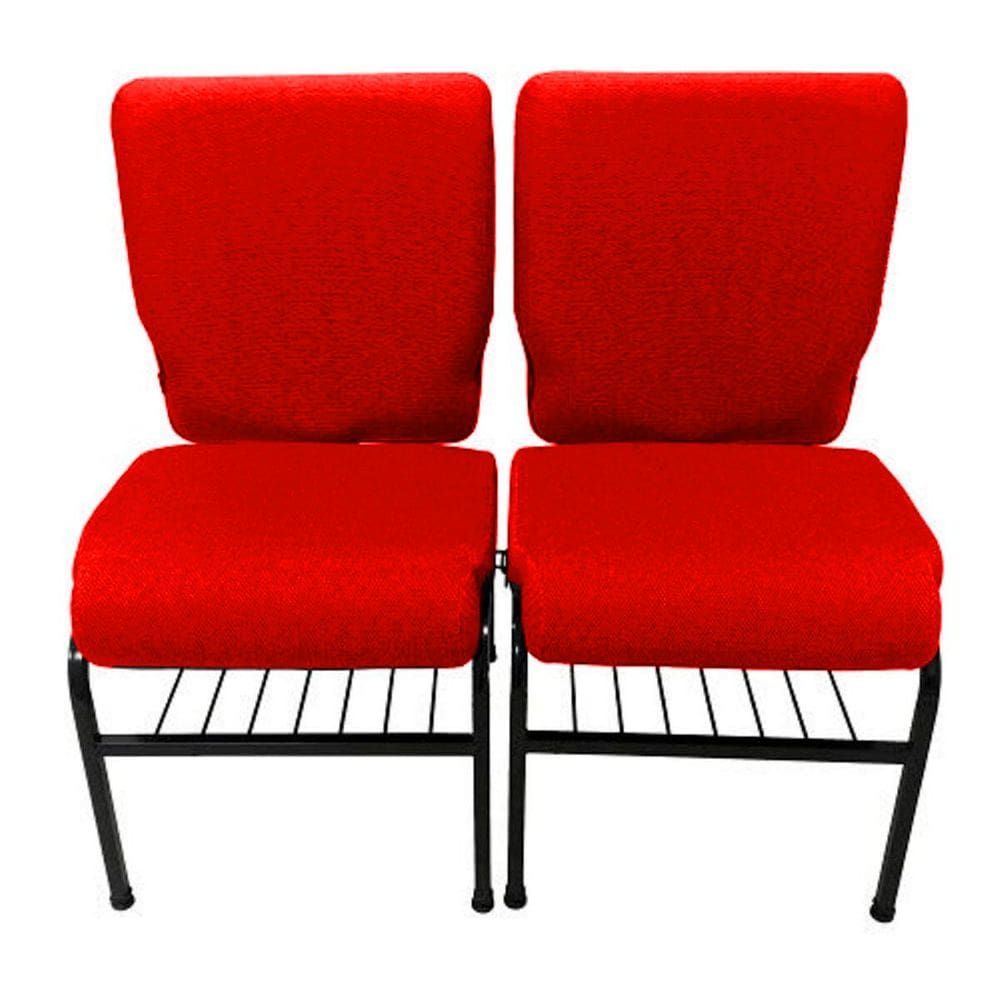 02 Cadeiras para Igrejas c/ Porta Biblía e Porta Cálice Vermelho