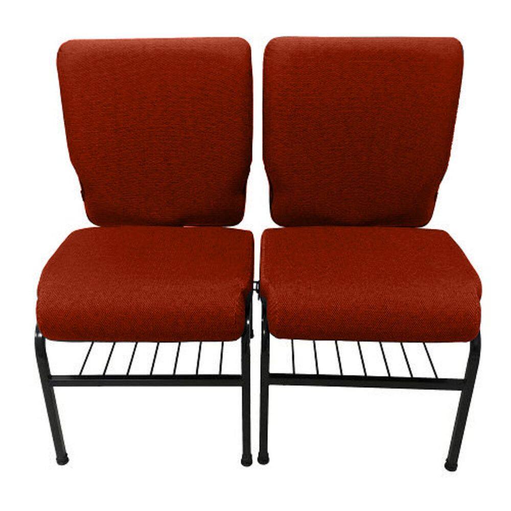 02 Cadeiras para Igrejas c/ Porta Biblía e Porta Cálice Vermelho