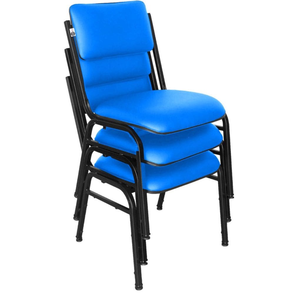 Kit com 3 Cadeiras para Auditórios Linha Hotel Smart Azul