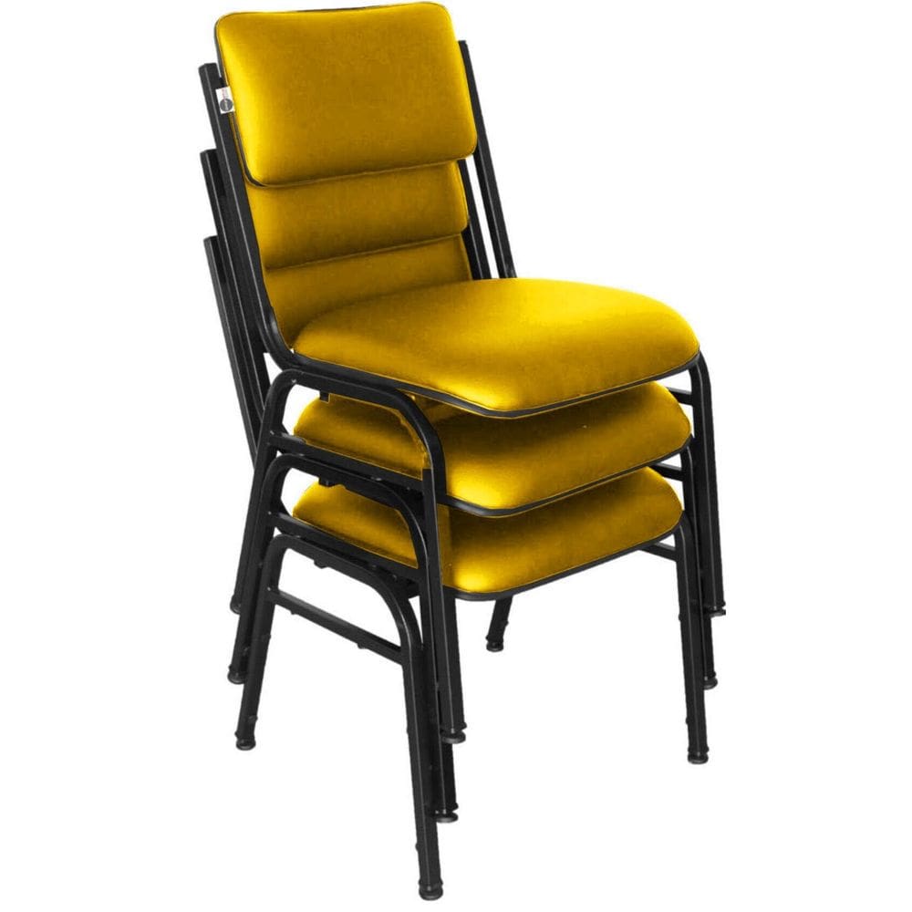 Kit com 3 Cadeiras para Auditórios Linha Hotel Smart Amarelo