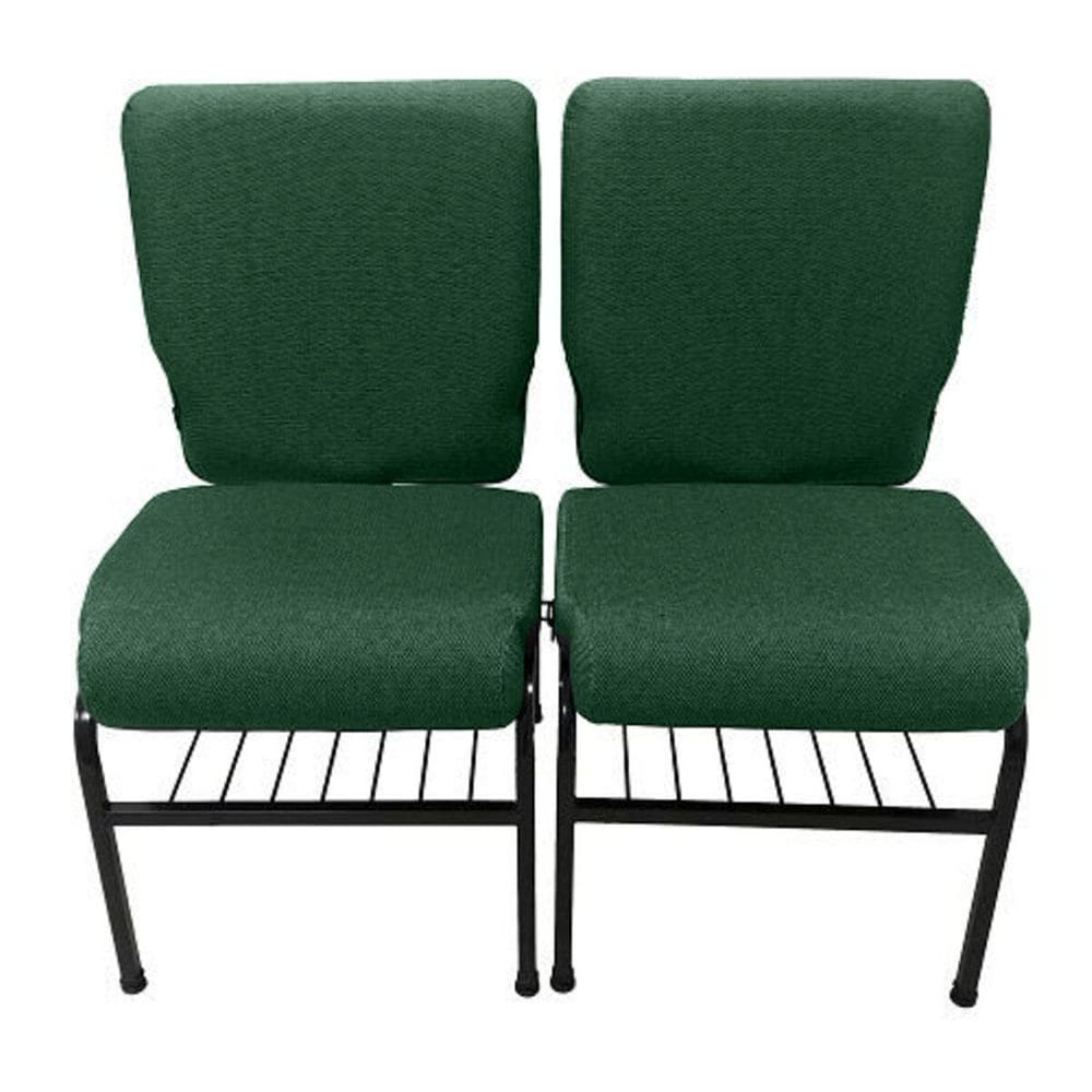 02 Cadeiras para Igrejas c/ Porta Biblía e Porta Cálice Verde