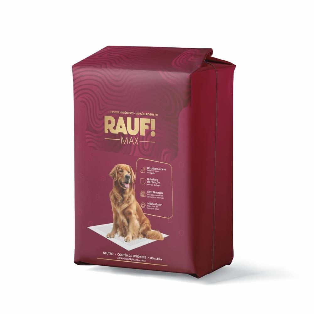 Tapete Higienico Cães Rauf Max Neutro 80Cmx60Cm C/30 Unidades