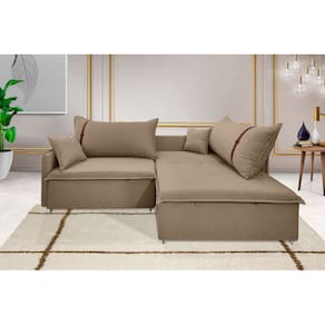 Sofá Valence Slim Premium Sem Caixa de 2,40m - Linho cor Marrom