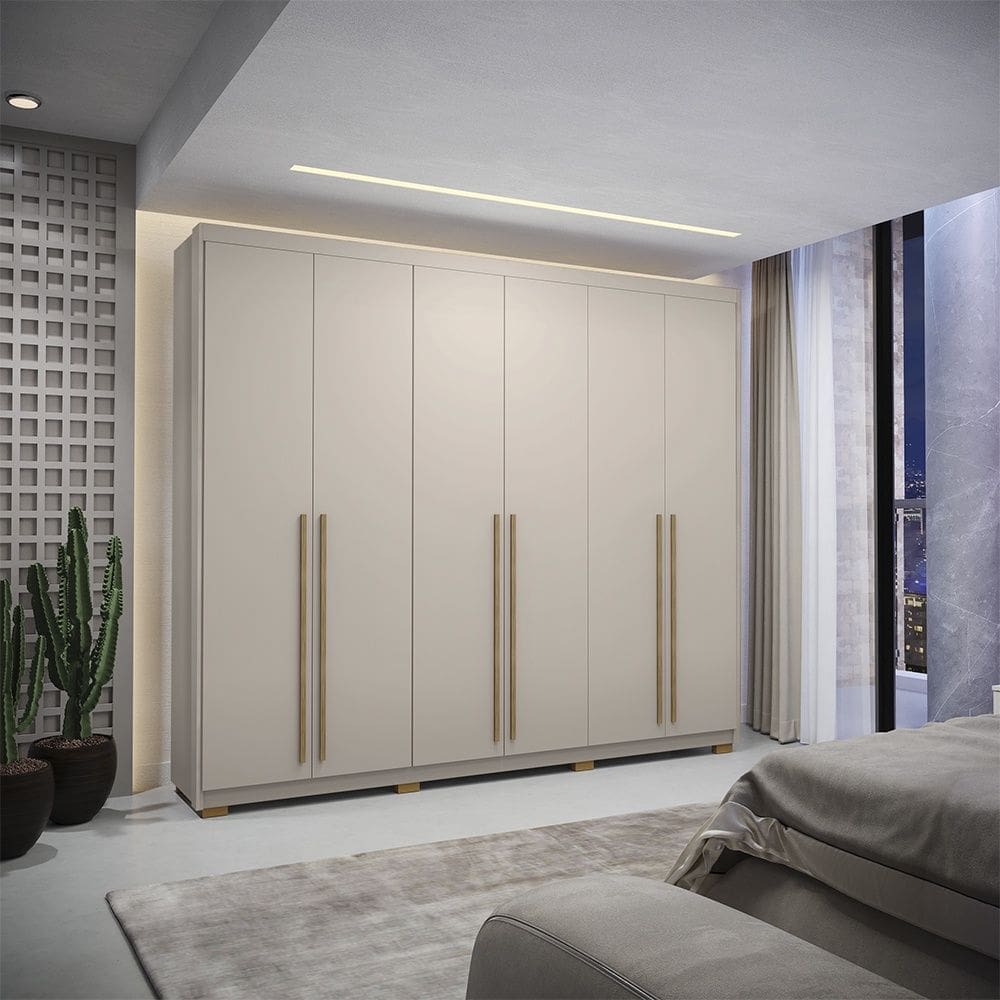 Guarda Roupa Roupeiro Casal Dubai Majestic 6 Portas 3 Gavetas Fendy Vila Rica