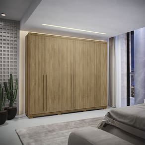 Guarda Roupa Roupeiro Casal Dubai Majestic 6 Portas 6 Gavetas Nature Vila Rica