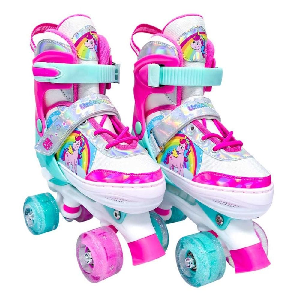 Patins 4 Rodas Unicornio Led Infantil Menina Nº 30 A 33