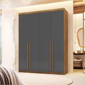 Guarda Roupa Roupeiro Casal Dubai 4 Portas Nature Alasca Vila Rica