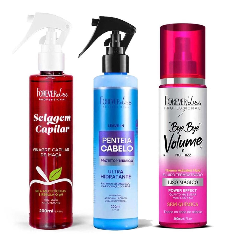 Kit Vinagre de Maça, Penteia Cabelo e Bye Bye Forever Liss