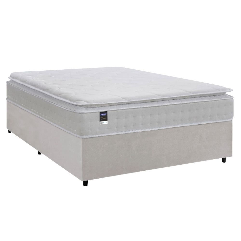 Cama Box Casal Queen Colchão Molas Ensacadas Gazin Com Pillow Tower New 158x198x73cm Branco