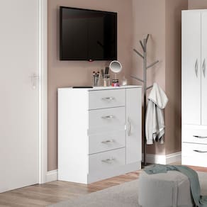 Cômoda com 4 Gavetas 90x93cm MDP Branco 2009 Menu Móveis