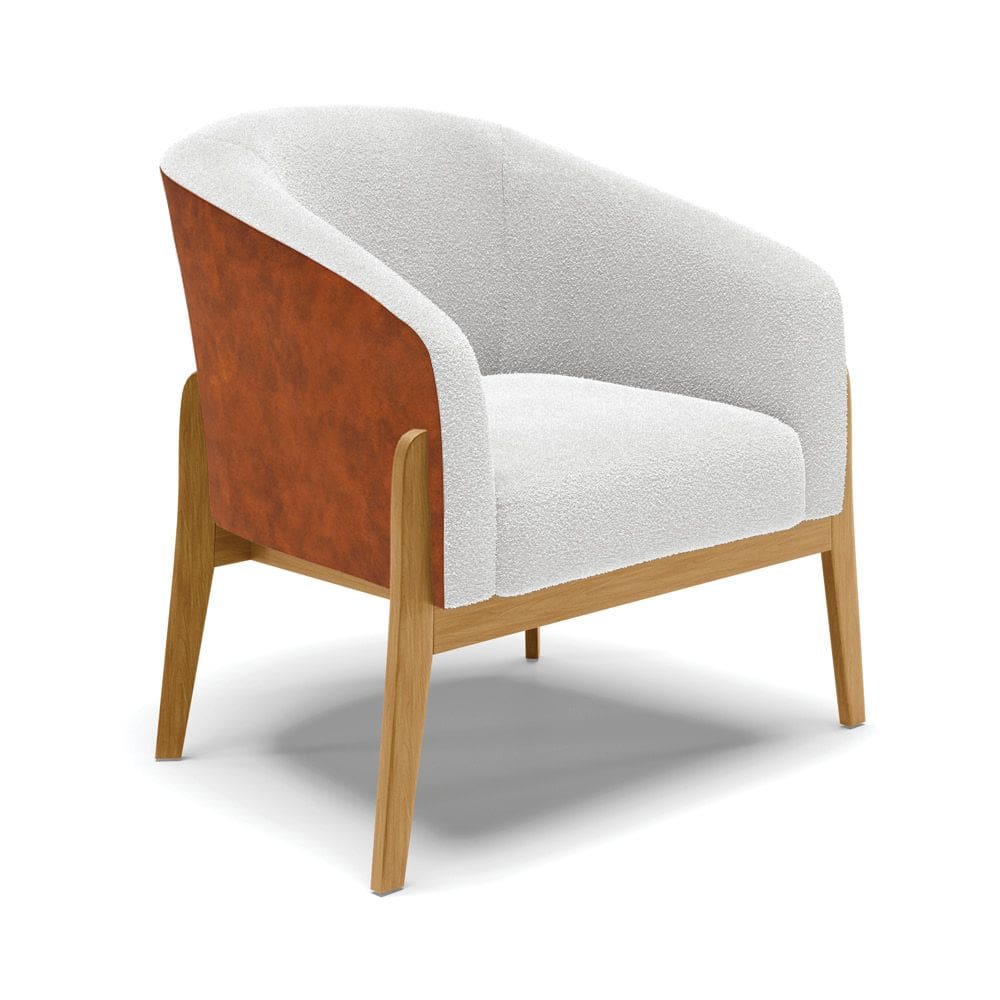 Poltrona Decorativa Base Madeira Stella PU Nozes/Bouclê D03 - D`Rossi