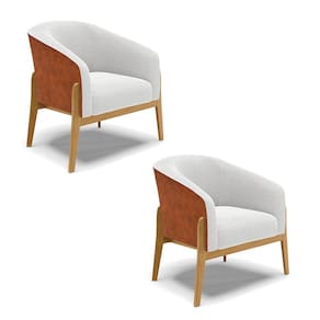 Poltrona Decorativa Base Madeira Kit 2 Stella PU Nozes/Bouclê D03 - D`Rossi