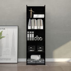 Estante Multiuso com Prateleiras 57x183cm MDP Preto 0700 Menu Móveis
