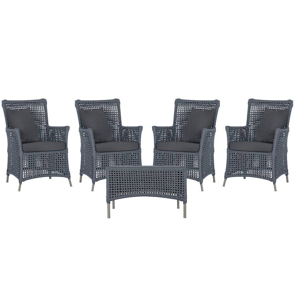 4 Poltronas e 1 Mesa Igapó em Alumínio