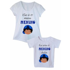 Camiseta Adulta e Infantil Meu Menino Kit Tal Mãe Tal Filho