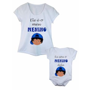 Camiseta e Body de Bebê Meu Menino Kit Tal Mãe Tal Filho
