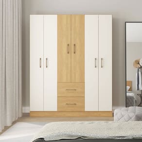 Guarda Roupa Casal 6 Portas 2 Gavetas 139x172cm MDP Carvalho 8006 Menu Móveis