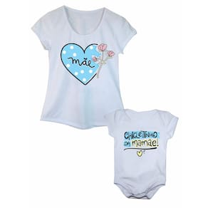Camiseta e Body de Bebê Chicletinho da Mamãe Kit Tal Mãe Tal Filho