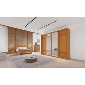 Guarda Roupa Casal Ripado com Espelho 6 Gavetas - Palladio Ruby - Móveis Bettio