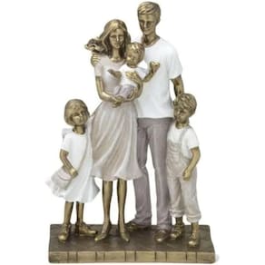 Escultura Família Decorativa em Resina 25cm Somos Cinco