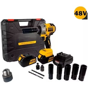 Kit Chave De Impacto E Furadeira 48V Recarregável Soquetes