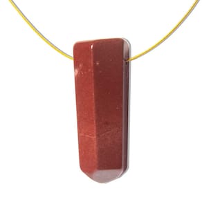 01 Pontinha Jaspe Vermelho Lapidado Furado Para Pingente de Colar Furo Vazado Lateral 20 a 35mm