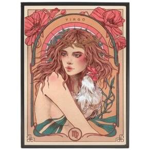 Quadro Decorativo Vintage Signo Virgem Com Vidro 24X18Cm