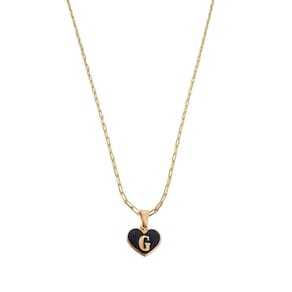 Colar Cartier 50Cm Coração Negro Letra G Banhado Ouro 18K